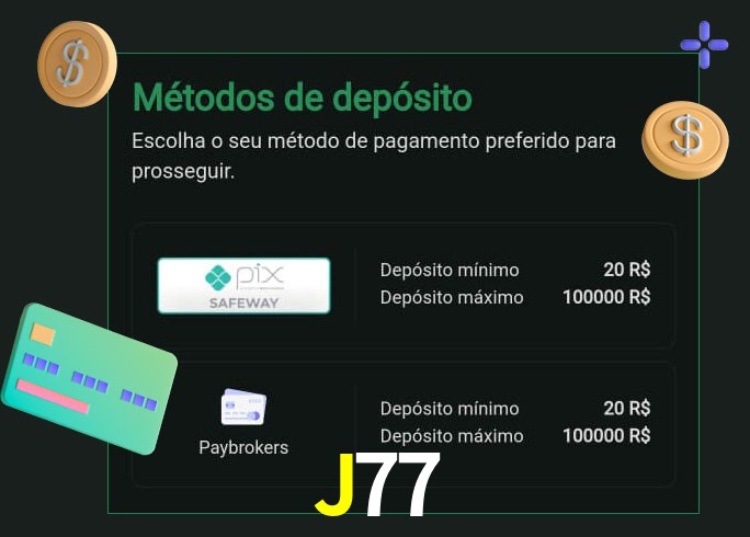 O cassino J77bet oferece uma grande variedade de métodos de pagamento